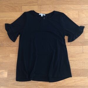 Green Envelope Black Short Sleeve Top